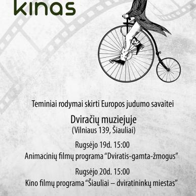Kino filmų peržiūra Dviračių muziejuje, skirta Europos judumo savaitei